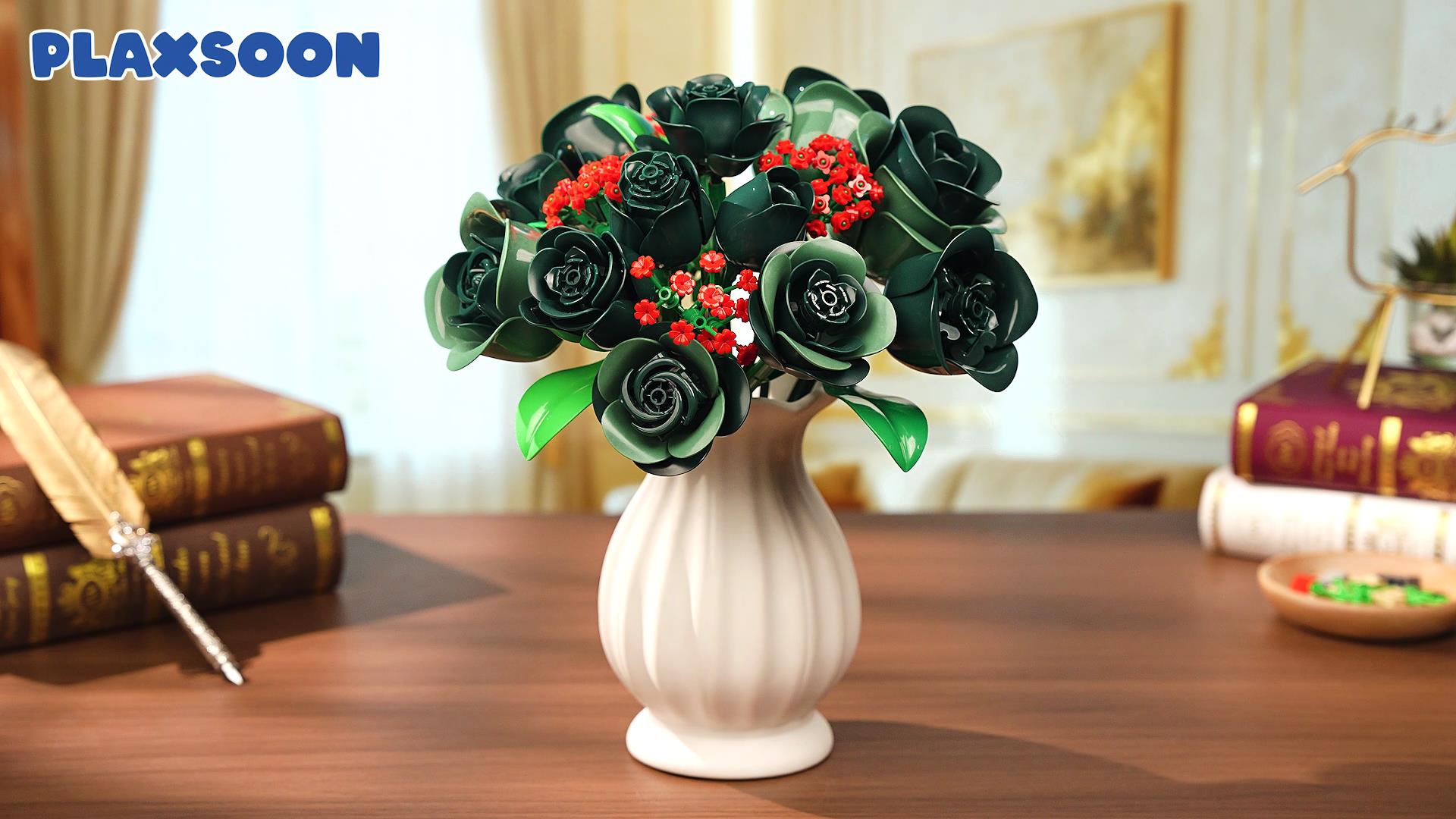 Amazon.com: PLAXSOON Flowers Bouquet Building Set with Lights for